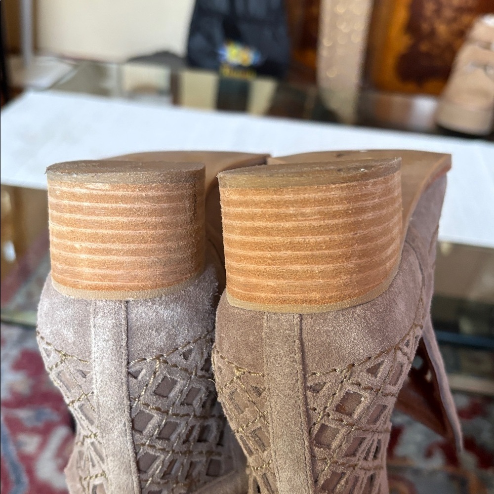 Jeffrey Campbell Taupe Cutout Ankle Boots - Picture 5 of 9